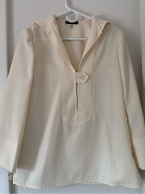 Vintage Breckenridge Sz 10 Cream Sailor Collar Split V-Neck Tunic SO CUTE